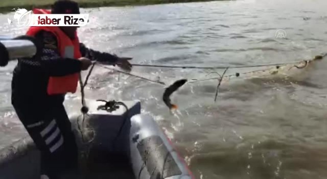 Samsun’da av için göle bırakılan 500 metre ağa el konuldu
