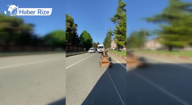 İki kuzen tahta arabayla trafikte çektikleri görüntüyü sosyal medyada paylaştı