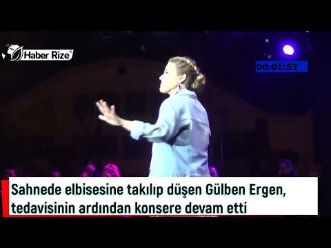 #rize #gülbenergen Sahnede elbisesine takılıp düşen Gülben Ergen | HABERRİZE.COM.TR