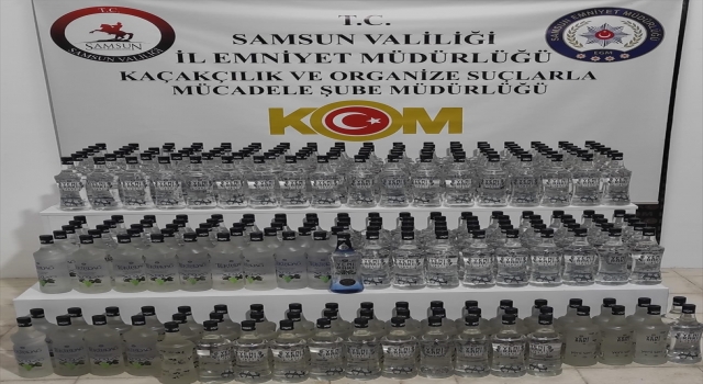 Samsun’da bir kamyonda 247 şişe kaçak içki ele geçirildi