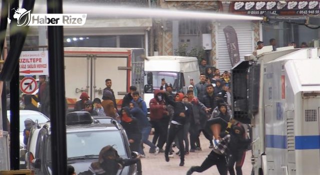 Polise taşla saldıran gruba müdahale