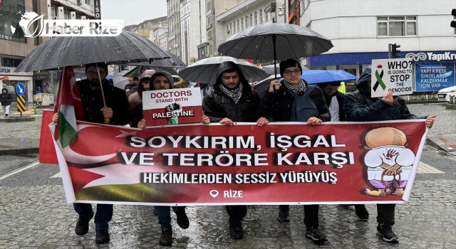 Rize’de sağlık çalışanlarından Filistin için ”sessiz yürüyüş”
