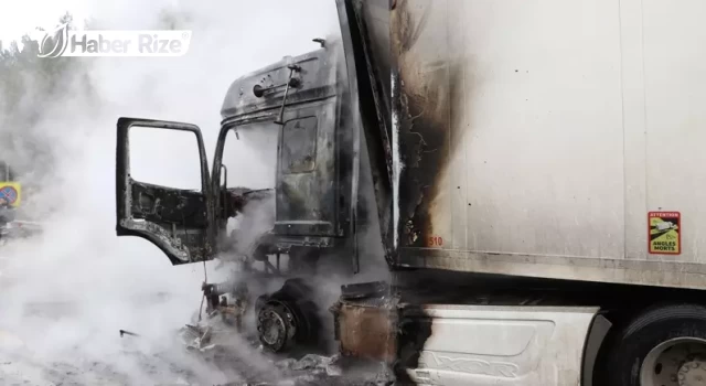 Seyir halindeki tırda yangın çıktı