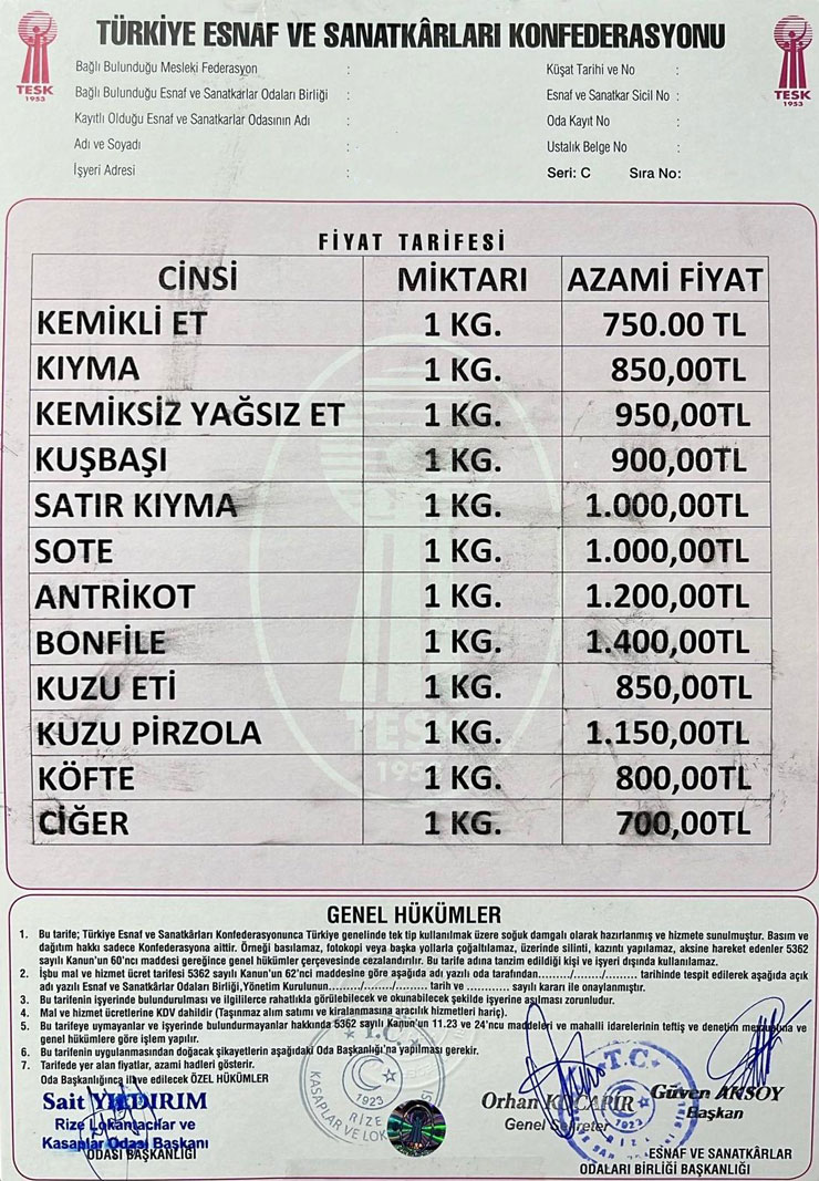 Ramazan Öncesi Rize’de Et Fiyatlarına Zam